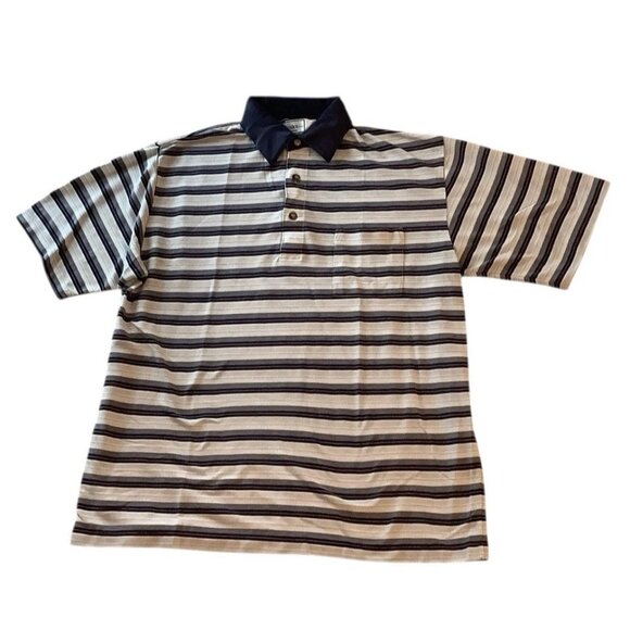 Classics by Palmland Mens Size XL Polo Striped Shirt Pocket Short Sleeve - Picture 1 of 8